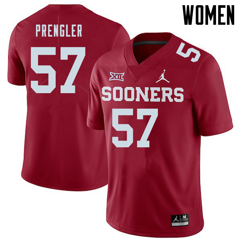 Jordan Brand Women #57 Brock Prengler Oklahoma Sooners College Football Jerseys Sale-Crimson